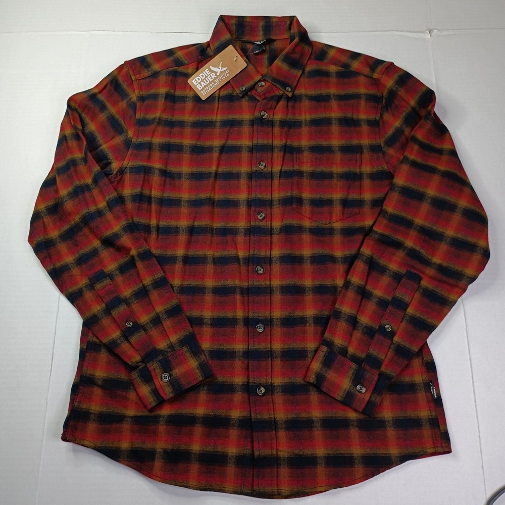 Eddie Bauer Field Flannel Long Sleeve Button Front Shirt Men's Size M Pinecone
